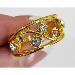 Ladies 18k Gold Sterling Silver Fashion Band Ring Size 8